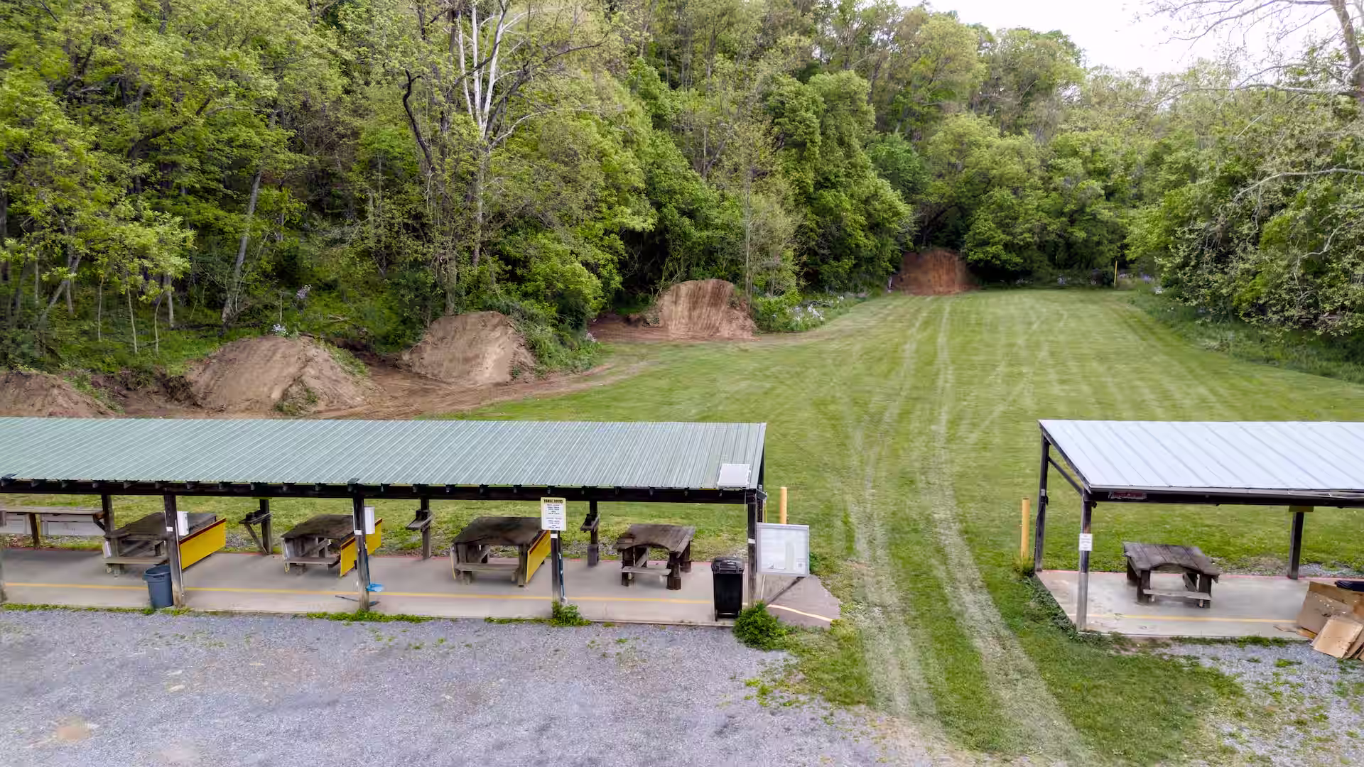 Aerial photo of shooting range with refreshed burms for improved safety and better community experience.